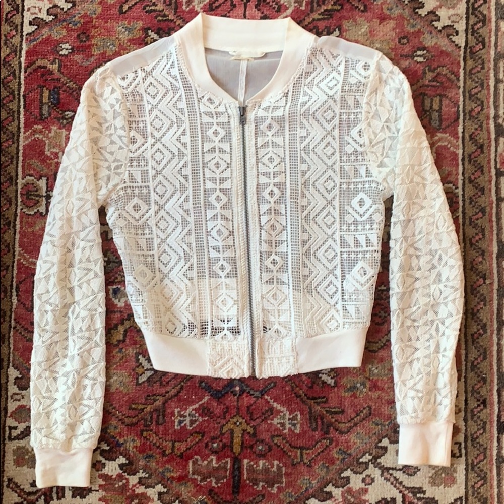 Hollister Lace/Sheer Bomber Jacket